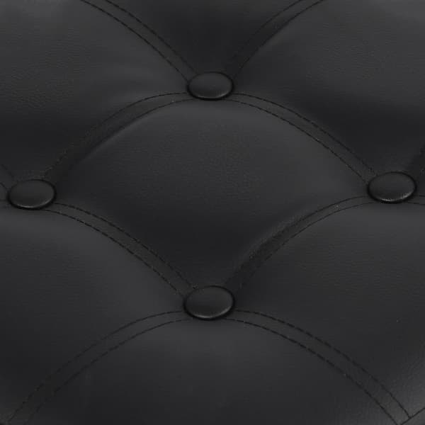 Foldbar puf L med knapper - 38x38x38cm, sort øko-læder