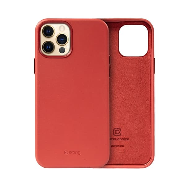 Crong Essential Cover - iPhone 12 Pro Max -tekonahkakotelo (punainen)