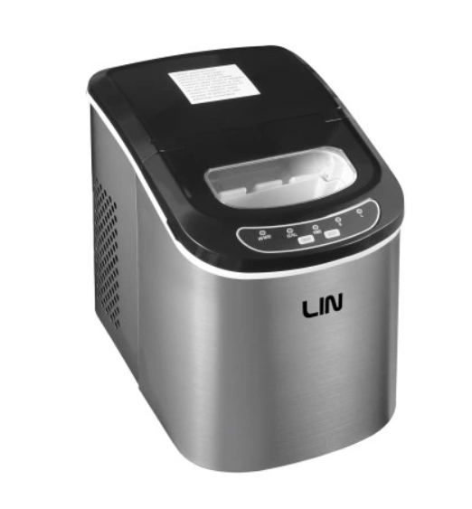 LIN ICE PRO-S12 silverfärgad iskubsmaskin, kapacitet 2,2 l
