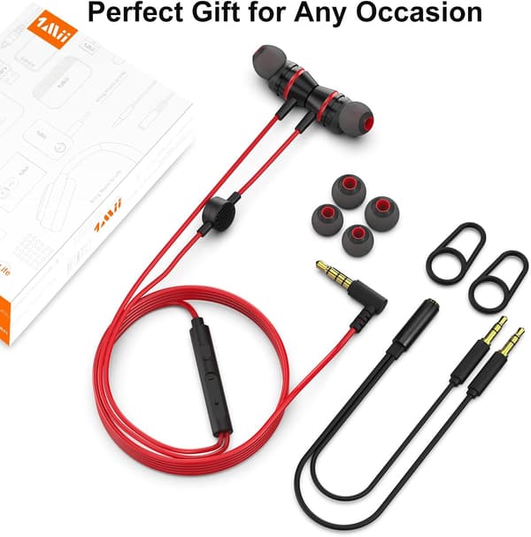 ANKBIT E100Pro HØRETELEFONER MED KABEL MED MIKROFON, RØD STØJ