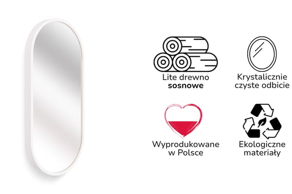 Badrumsspegel LEJA oval trä vit matt 80x48 stilfull