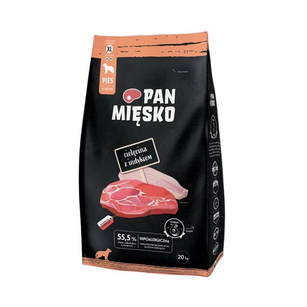 Torrfoder för hundar PAN MIESKO Kalvkött med kalkon XS 20 kg