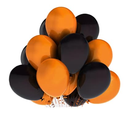 Matte balloner 28 cm, sorte og orange, 20 stk.