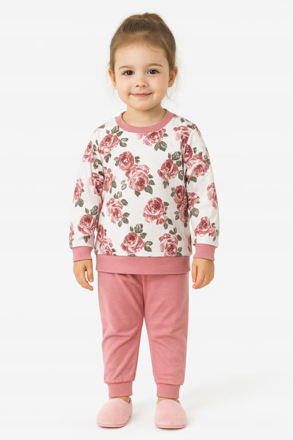BOMULDSPYJAMAS 122 PIGE-PYJAMAS 100% BOMULD 2-DELT i ROSER