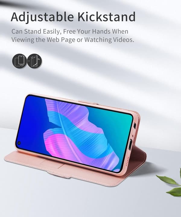ETUI TIL HUAWEI P40 LITE E PU LÆDER PINK MED FLAP TEGNEBOG