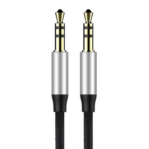Baseus Yiven 3,5 mm AUX mini-jack lydkabel 1 m (sort og sølv)