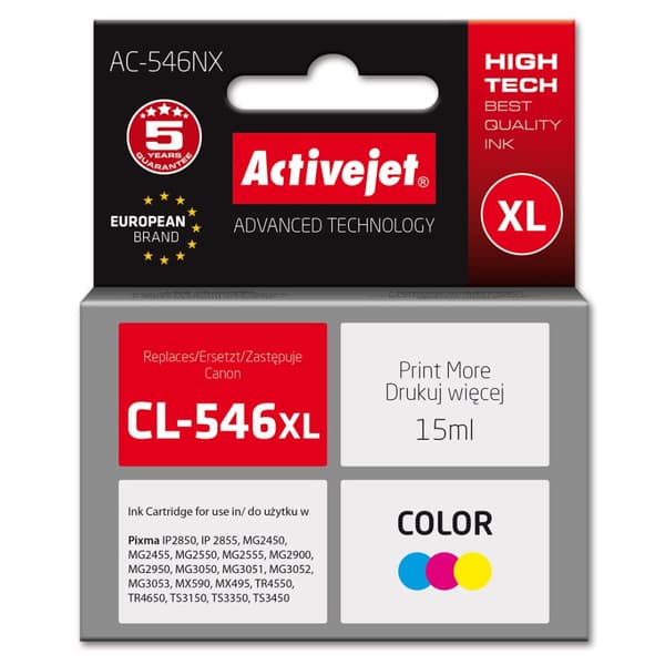 Activejet-blæk til Canon CL-546XL, 15 ml