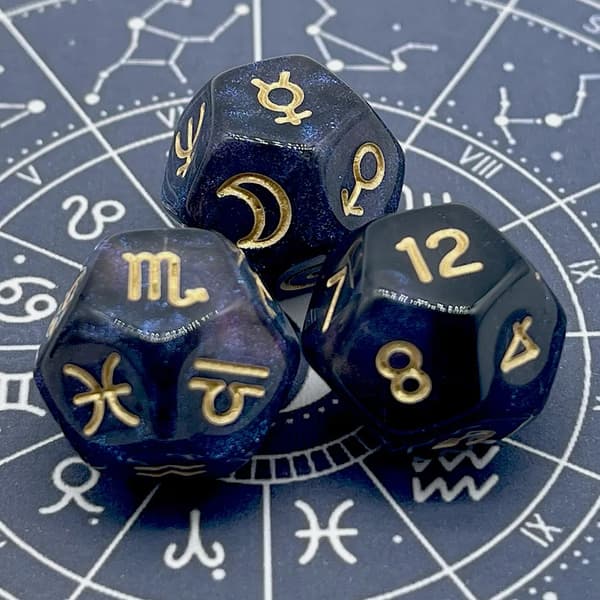 RPG Tärningar Zodiac Set med 3 Tolvsidiga Tärningar D12 Spådom