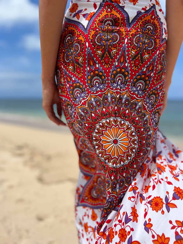 Pareo Strand Schal Mandala Orange-Vit