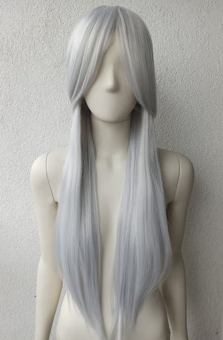 Peruk grå Ciri cosplay grått rakt långt hår