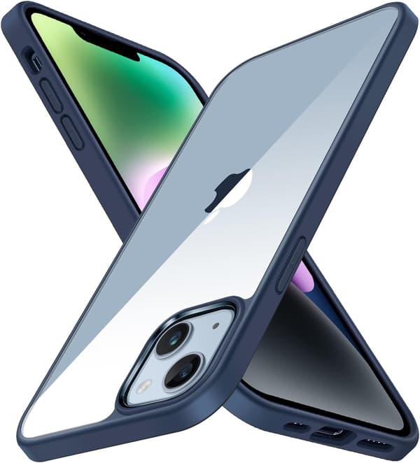 BLÅ SILIKONE ETUI + HÆRDET GLAS TIL APPLE IPHONE 14 PLUS A2886