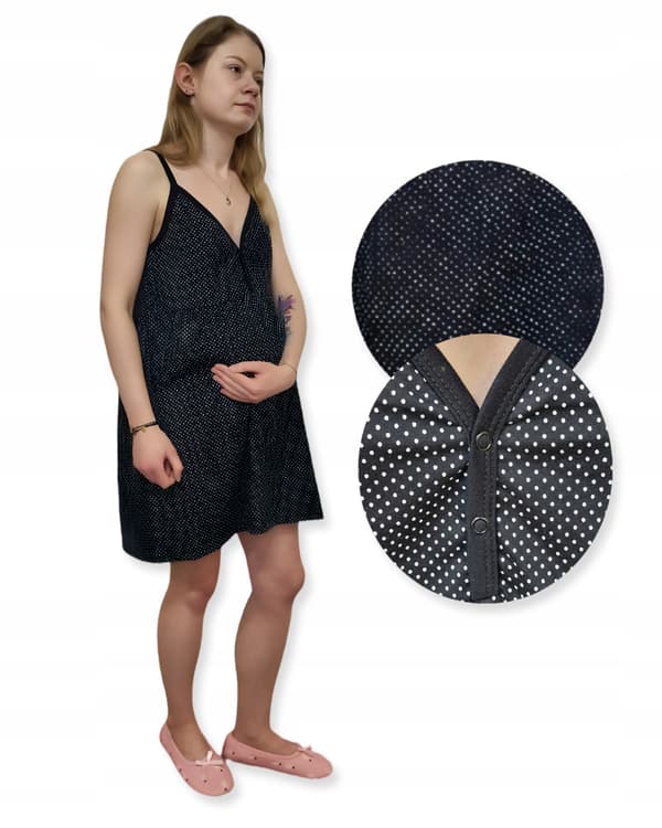 Graviditetsbluse til amning 100% bomuld med stropper str 3XL prikket