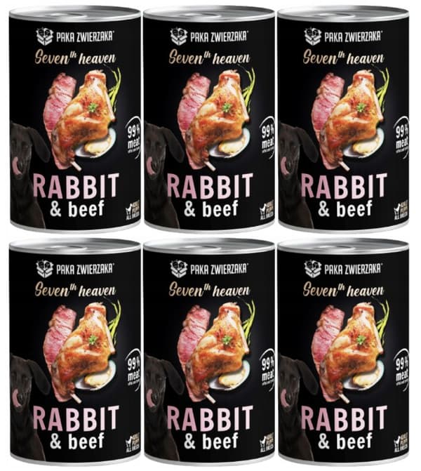 Pet Paka | Seventh Haven | Vådfoder til hunde 400g - Kanin og oksekød 6x400g