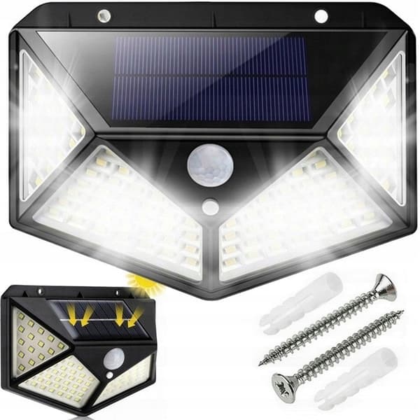 LED-solcellsvägglampa med rörelsesensor 100 LED