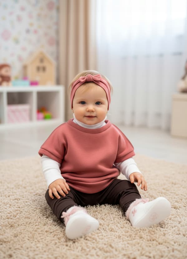 Børneponcho 92 vest kappevarmer bomuld fluff pudder PINK