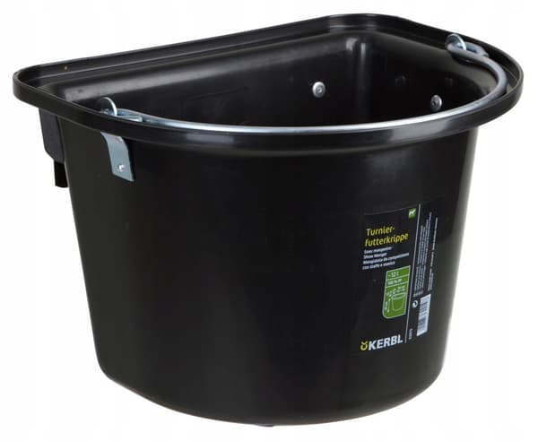 Fodertråg med slinga och båge, 12 l, SVART