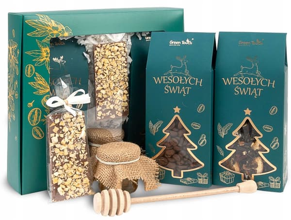 Gaveæske til Sankt Nikolaus og jul med kaffe, te og søde sager