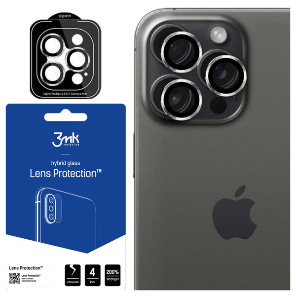 Apple iPhone 15 Pro - 3mk linssinsuoja Pro hopea