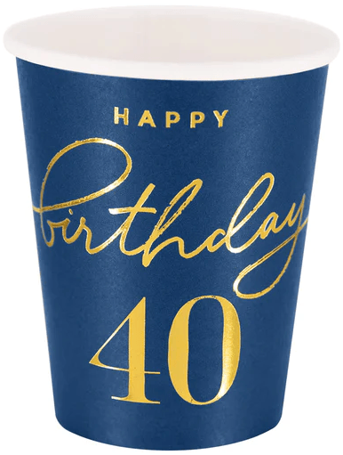 Fødselsdagskopper 40-års fødselsdag 220ml 6 stk.