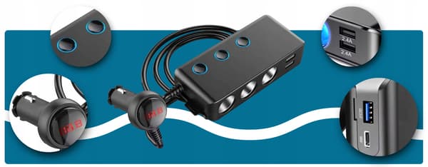 AUTON SYTYTTIMEN PISTORASIAJA 12-24V 3xUSB UBS-C -SOVITIN
