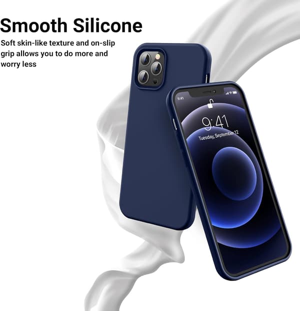 ETUI TIL APPLE IPHONE 12 PRO MAX SILIKONE MARINEBLÅ MED MIKROFIBER