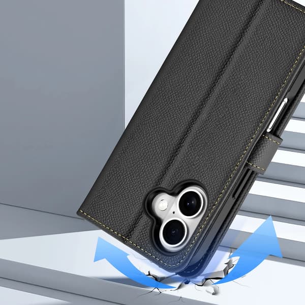 Dux Ducis Lawa Læder Taske til iPhone 16 - Sort