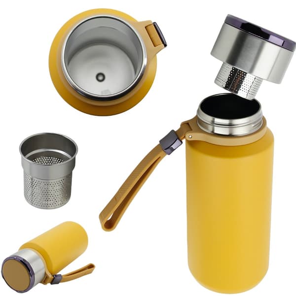 Termokrus i stål, 650 ml, til kaffe, te, vand + si
