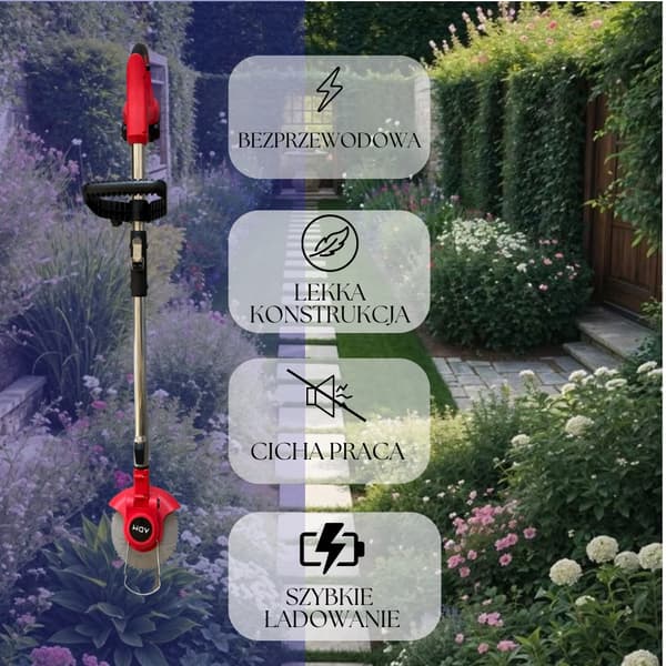 ADM ledningsfri foldbar trimmer + 2 x 21V lithium-batterier