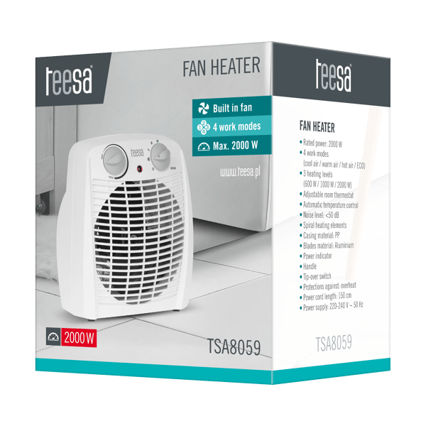 Termowentylator Teesa 800 1200 2000W 4 tryby