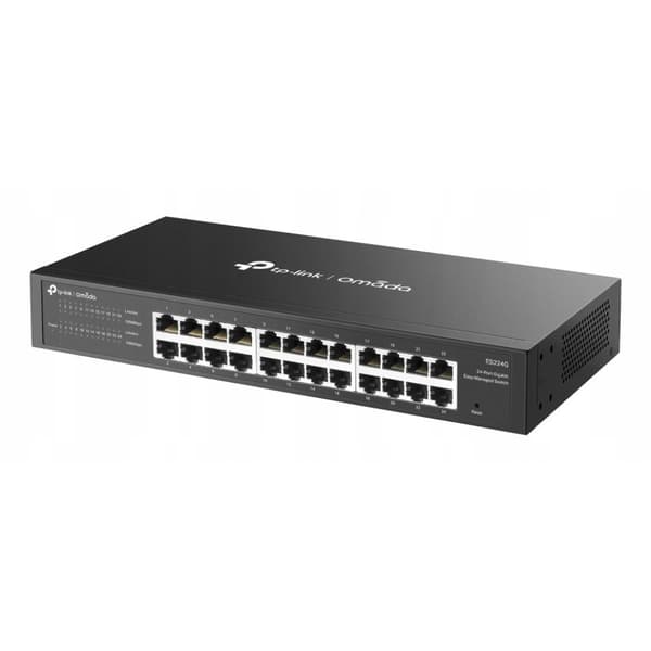 TP-LINK ES224G Administreret Switch, 24 Gigabit Porte, Sort