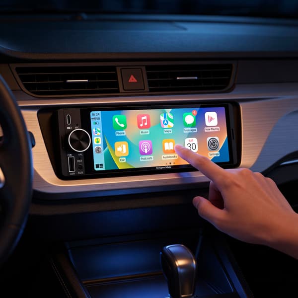Radio samochodowe Kruger&Matz KM2016 CarPlay/AndroidAuto 6,3” USB 1DIN