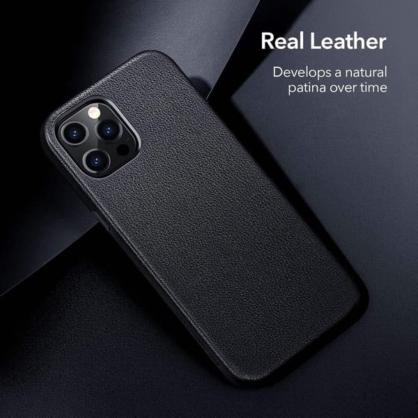 FODRAL TILL APPLE IPHONE 12 PRO MAX SVART LÄDERIMITATION MED SOLID BAKSIDA