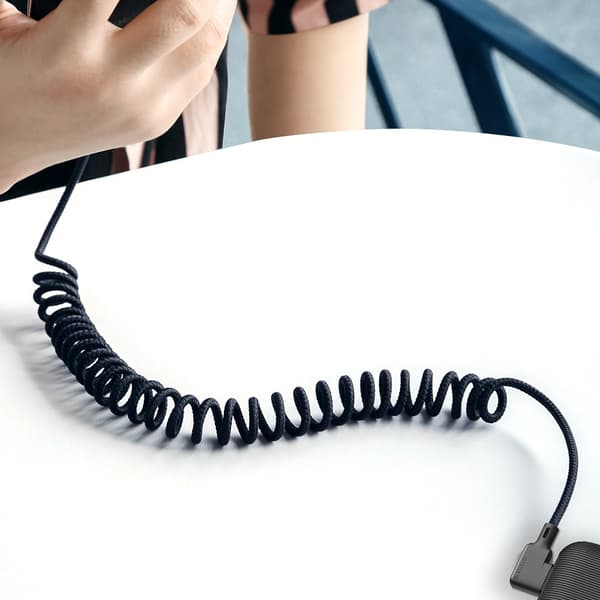 MCDODO VINKLAD USB-C-KABEL FJÄDERSPOLE SNABBLADDNING TYP C LED