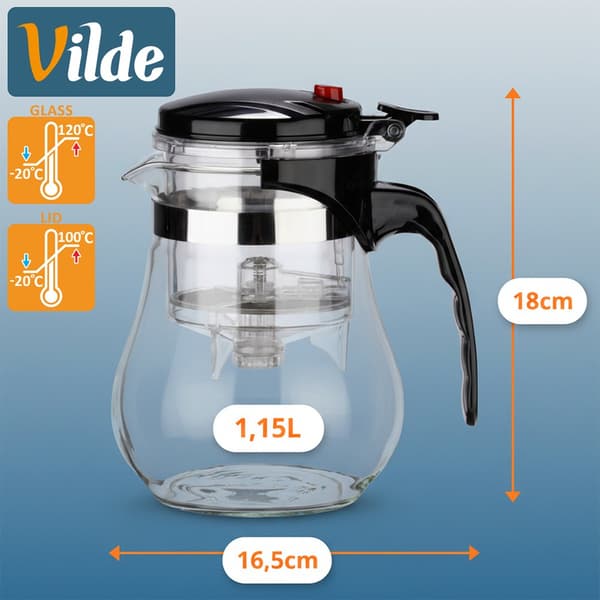 Glaskande med drypfri teinfuser til te 1,15 l