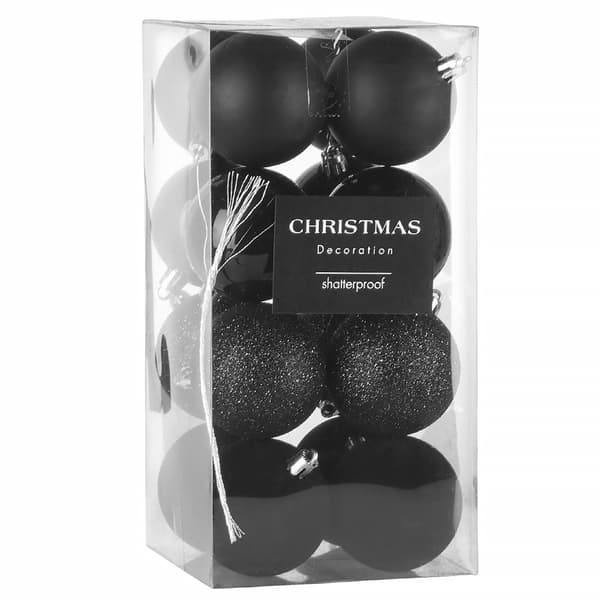 Uknuselige sorte julekugler 6 cm 16 stk.