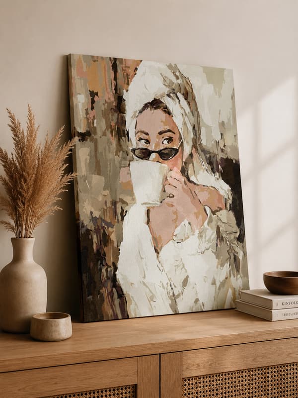 Målning med siffror med ram Morgonkaffe 40x50 cm
