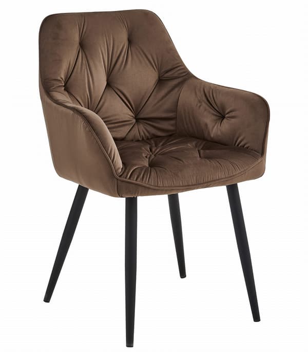 JORK stol - brun sammet / svarta ben x 2
