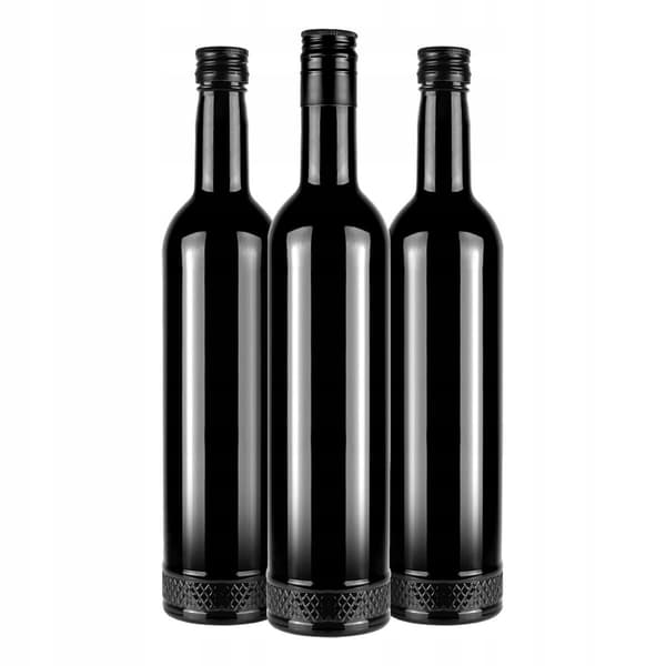 10x Glasflaskor KRISTALL 500ml SVARTA ELEGANT för Alkoholpresent
