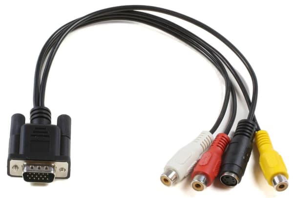 MicroConnect-sovitin VGA - S-video 3x RCA 0,3m.
