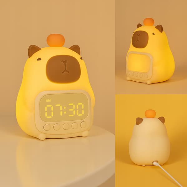 Ur Vækkeur Kapybara Natlampe Bordlampe Timer Lur LED USB