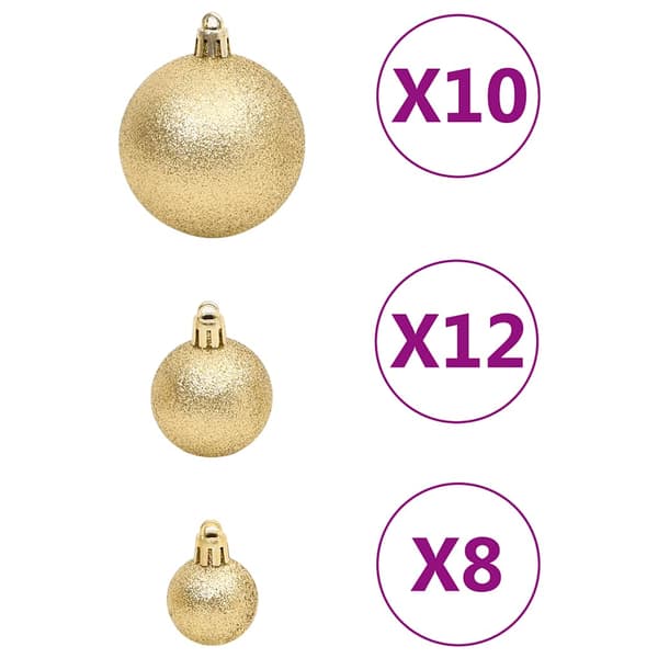 vidaXL julekuglesæt med 111 dele, guld, polystyren