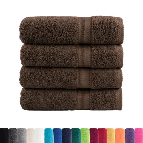 vidaXL Premiumhanddukar SOLUND, 4-pack, bruna, 100x150 cm
