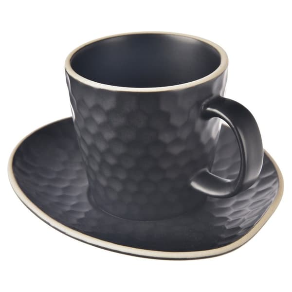 Espressokopp med fat keramisk svart TEA TIME 95 ml