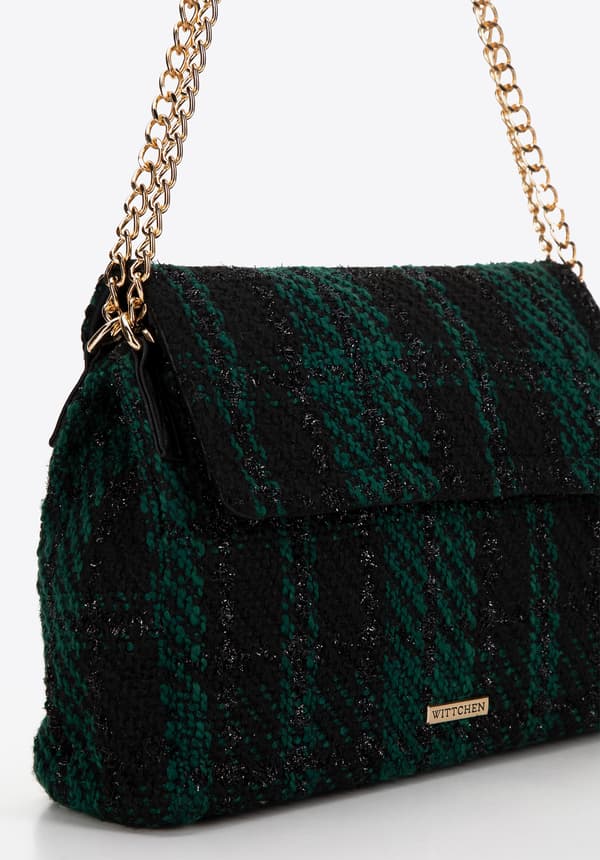 Wittchen Dam Bouclé Messenger Bag i svart och grön polyester