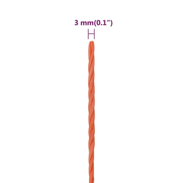 vidaXL arbejdsreb, orange, 3 mm, 50 m, polypropylen