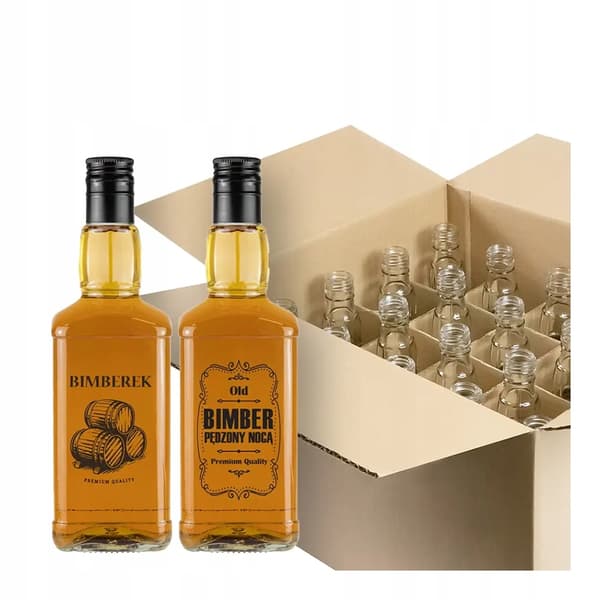 20x Daniel glasflaskor 0,5l tryckt hembränt rutnät Vodka Alkohol