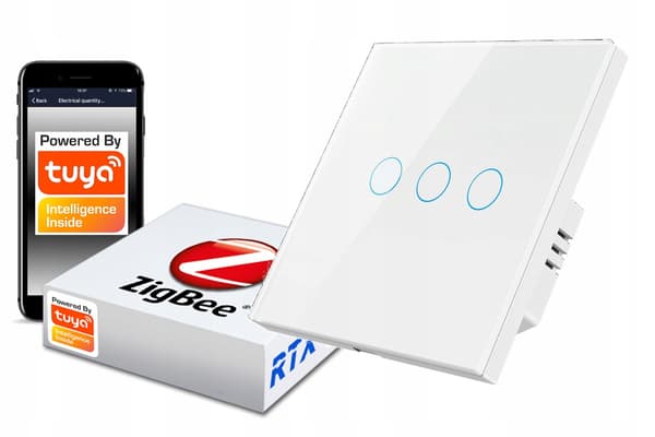 ZigBee TUYA Touch Switch 3-kreds hvid #uden N