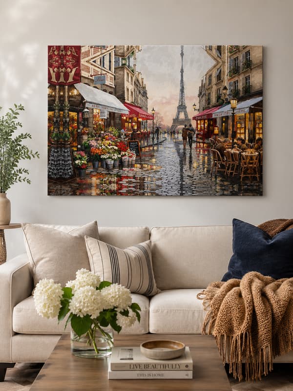 Maleri efter tal med ramme Billeder til maleri - Paris 50x40 cm