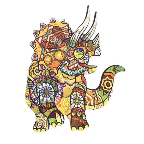 Træpuslespil Triceratops dinosaur farveglad A4 puslespil
