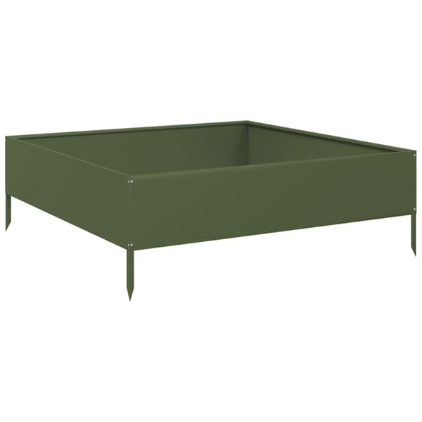 vidaXL højbed olivengrøn 100x100x33,5 cm stål